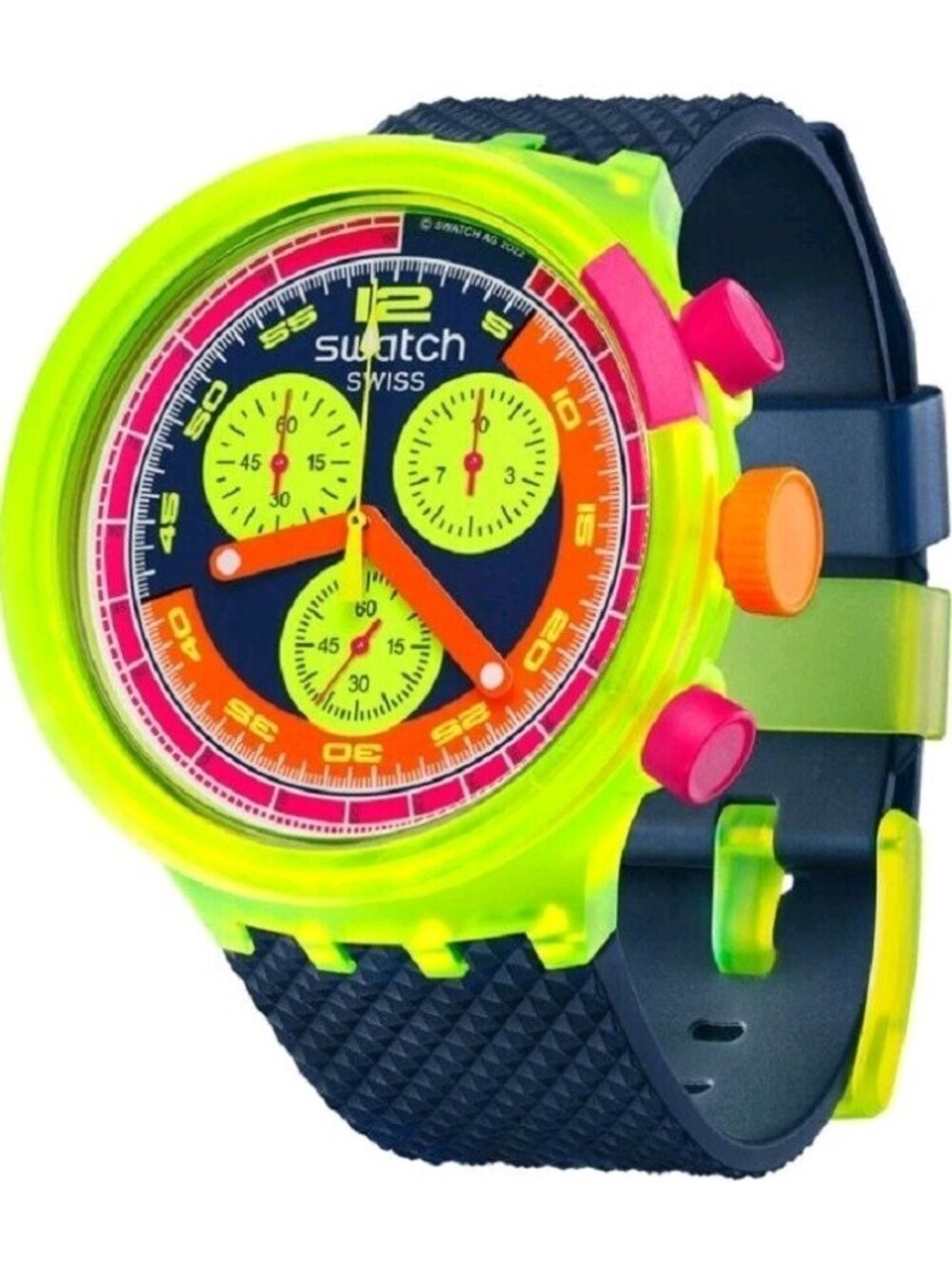 SWATCH NEON TO THE MAX Retro 90's Chrono Watch 47mm SB06J100 NEW - USA SELLER